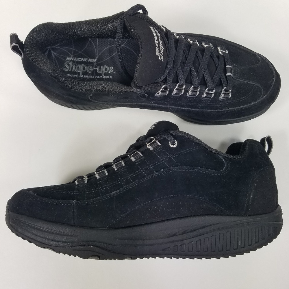 EUC Skechers Shape Ups Black Suede 12321 W SZ 9